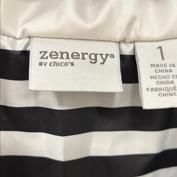 Chico's Quilted Vest - White with Black Faux leather Trim - Picture 2 of 10